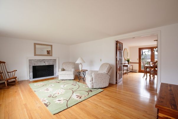 Dining room, Fireplace, Interior, Wood Texture Flooring