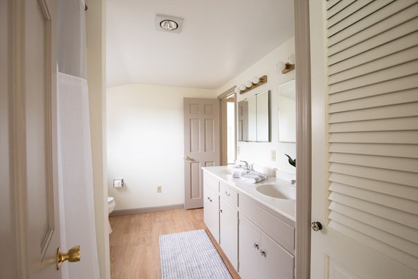 Bathroom, Dual Sink Vanities, Interior, Wood Texture Flooring