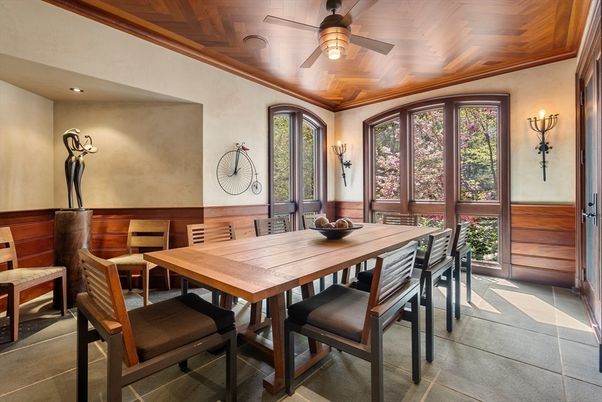 Dining room, Interior, Recessed Lighting, Wooden Ceilings