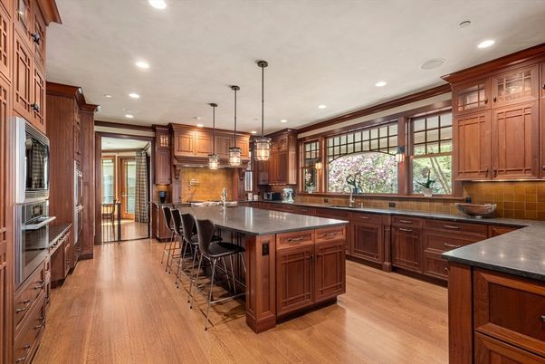 Interior, Kitchen, Pendant Lights, Recessed Lighting, Wood Texture Flooring