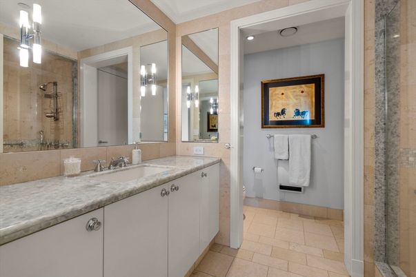 Bathroom, Dual Sink Vanities, Glass Shower, Interior, Recessed Lighting