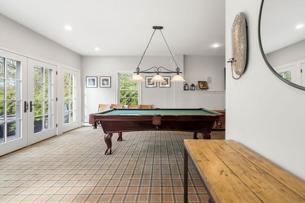 Billiard Table, Chandelier, Game Room, Interior, Pendant Lights, Recessed Lighting