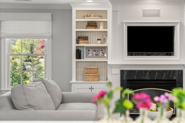 Fireplace, Interior, Living room, Recessed Lighting