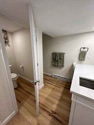 Bathroom, Interior, Recessed Lighting, Wood Texture Flooring