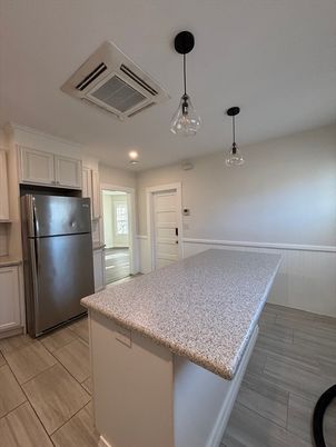 Interior, Kitchen, Pendant Lights, Recessed Lighting, Wood Texture Flooring