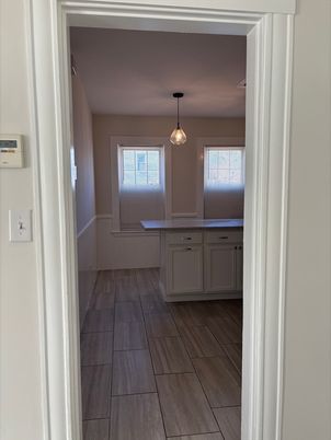 Interior, Kitchen, Pendant Lights, Wood Texture Flooring