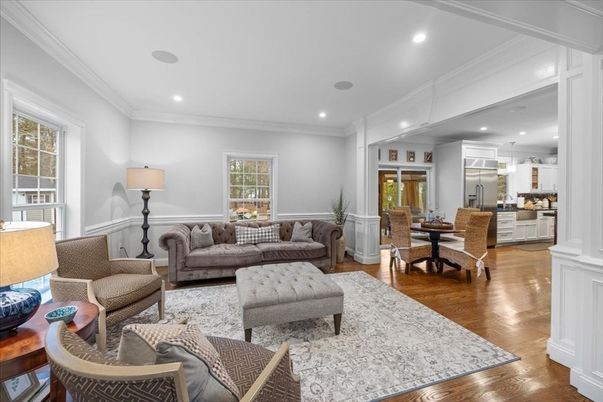 Dining room, Interior, Kitchen, Living room, Pendant Lights, Recessed Lighting, Wood Texture Flooring