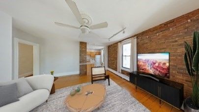 Interior, Living room, Stone Walls, Wood Texture Flooring
