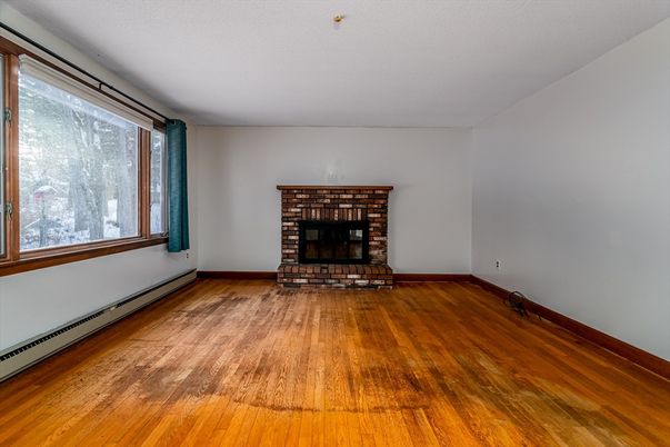 Empty room, Fireplace, Interior, Wood Texture Flooring