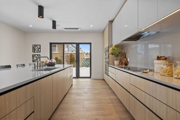Interior, Kitchen, Recessed Lighting, Wood Texture Flooring