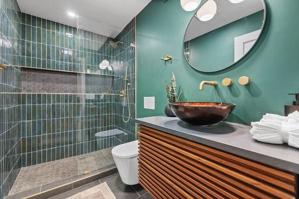 Bathroom, Glass Shower, Interior, Recessed Lighting