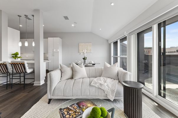 Dining room, Interior, Kitchen, Living room, Pendant Lights, Recessed Lighting, Wood Texture Flooring