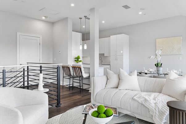 Dining room, Interior, Kitchen, Living room, Pendant Lights, Recessed Lighting, Wood Texture Flooring