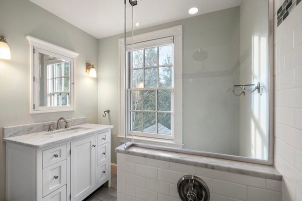 Bathroom, Glass Shower, Interior, Recessed Lighting