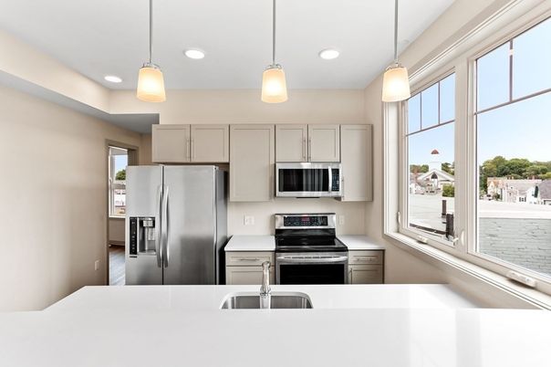 Interior, Kitchen, Pendant Lights, Recessed Lighting, Stainless Steel Appliances