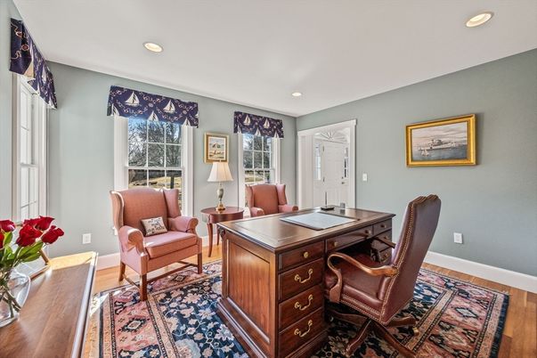 Home Office, Interior, Recessed Lighting, Wood Texture Flooring