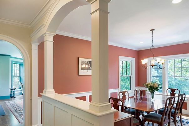 Chandelier, Dining room, Interior, Recessed Lighting, Wood Texture Flooring