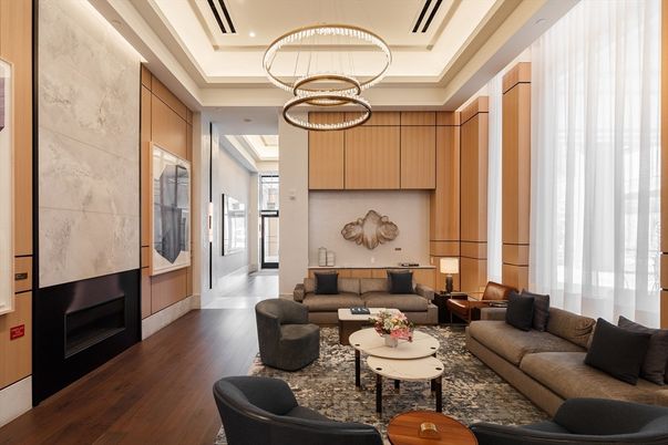 Fireplace, Interior, Living room, Pendant Lights, Recessed Lighting, Wood Texture Flooring