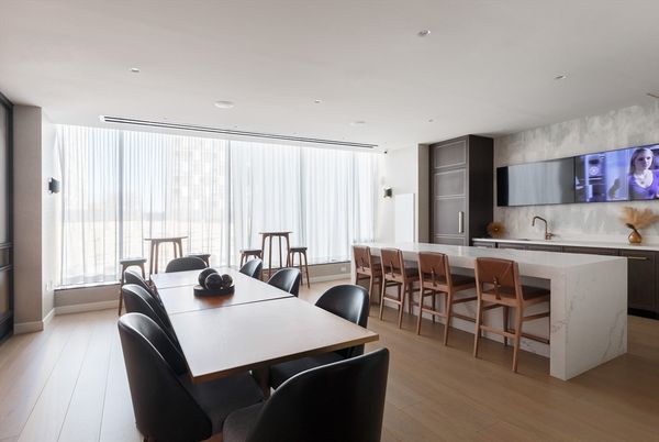 Dining room, Interior, Kitchen, Recessed Lighting, Wood Texture Flooring