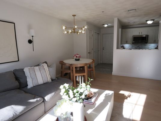 Dining room, Interior, Kitchen, Living room, Pendant Lights, Stainless Steel Appliances, Wood Texture Flooring