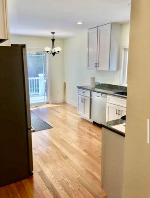 Chandelier, Interior, Kitchen, Recessed Lighting, Wood Texture Flooring