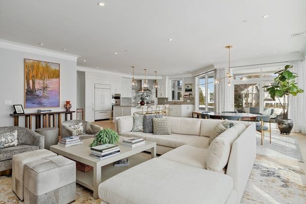 Dining room, Interior, Kitchen, Living room, Pendant Lights, Recessed Lighting, Stainless Steel Appliances, Wood Texture Flooring