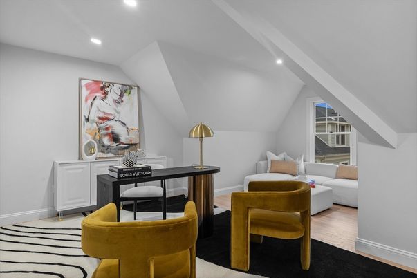 Home Office, Interior, Recessed Lighting, Wood Texture Flooring