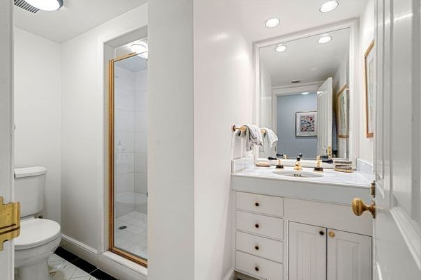 Bathroom, Glass Shower, Interior, Recessed Lighting