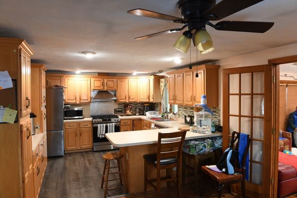 Interior, Kitchen, Stainless Steel Appliances, Wood Texture Flooring