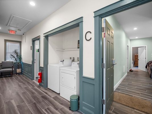 Interior, Recessed Lighting, Utility Closets, Washer, Wood Texture Flooring