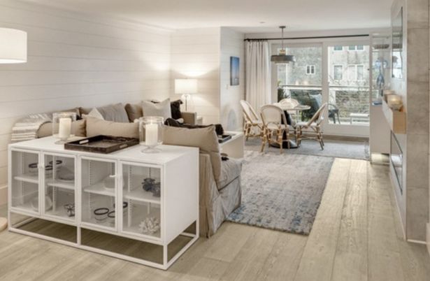 Dining room, Interior, Living room, Pendant Lights, Wood Texture Flooring