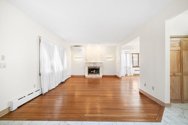 Empty room, Fireplace, Interior, Marble, Wood Texture Flooring
