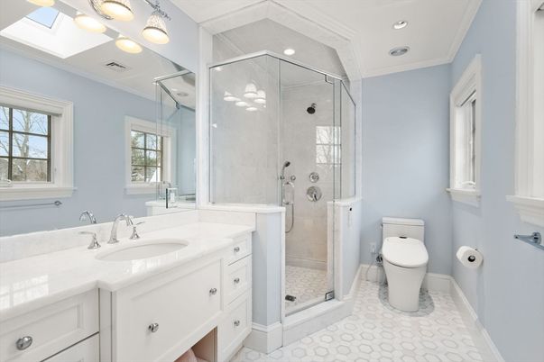 Bathroom, Glass Shower, Interior, Recessed Lighting