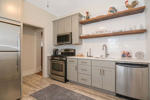 Interior, Kitchen, Stainless Steel Appliances, Wood Texture Flooring