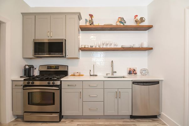 Interior, Kitchen, Stainless Steel Appliances, Wood Texture Flooring