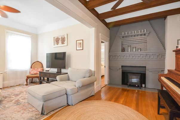 Fireplace, Interior, Piano, Wooden Beams, Wood Texture Flooring
