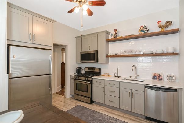 Interior, Kitchen, Stainless Steel Appliances, Wood Texture Flooring