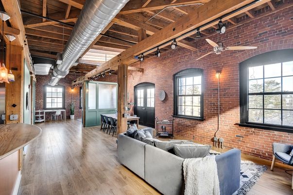 Dining room, Interior, Living room, Pendant Lights, Stone Walls, Wooden Beams, Wooden Ceilings, Wood Texture Flooring