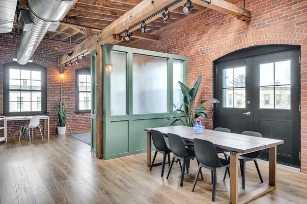 Dining room, Interior, Stone Walls, Wooden Beams, Wood Texture Flooring