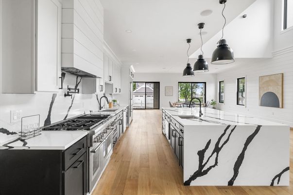 Interior, Kitchen, Pendant Lights, Recessed Lighting, Wood Texture Flooring