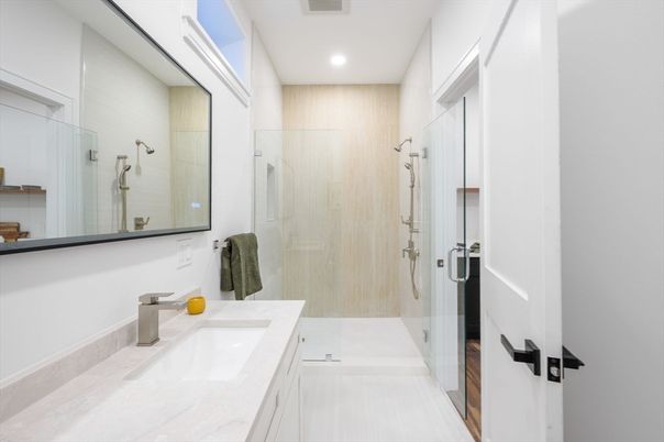 Bathroom, Glass Shower, Interior, Recessed Lighting