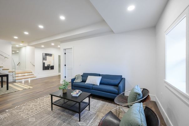 Interior, Living room, Recessed Lighting, Wood Texture Flooring