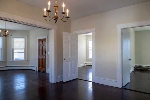 Chandelier, Empty room, Interior, Wood Texture Flooring