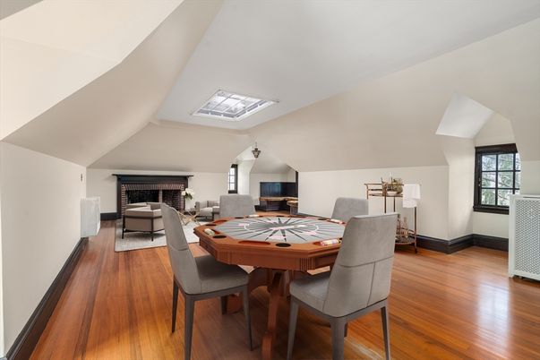 Dining room, Fireplace, Interior, Living room, Wood Texture Flooring
