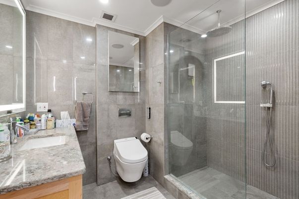 Bathroom, Glass Shower, Interior, Recessed Lighting