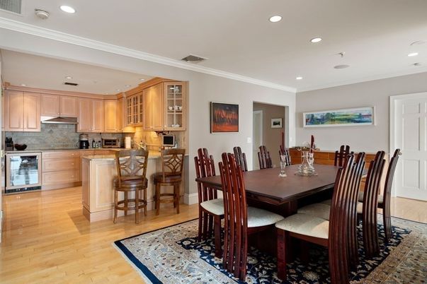 Dining room, Interior, Kitchen, Recessed Lighting, Wood Texture Flooring
