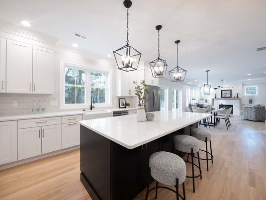 Interior, Kitchen, Pendant Lights, Recessed Lighting, Wood Texture Flooring