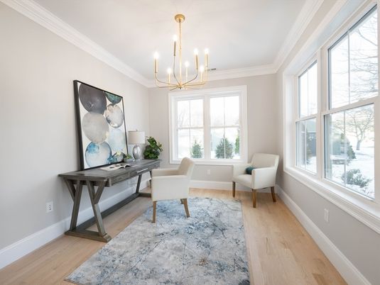 Chandelier, Home Office, Interior, Wood Texture Flooring