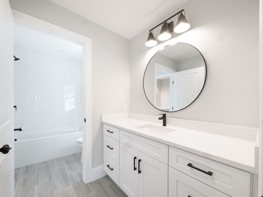 Bathroom, Dual Sink Vanities, Interior, Wood Texture Flooring