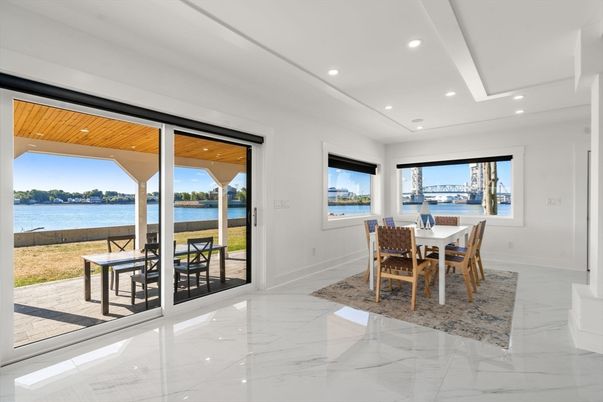 Dining room, Interior, Marble, Recessed Lighting, Water